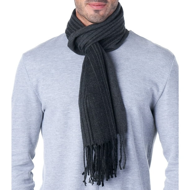 Unisex Men Winter Warm Cashmere Feel Long Scarf Faux Wool Neck Wrap Shawl Stripe